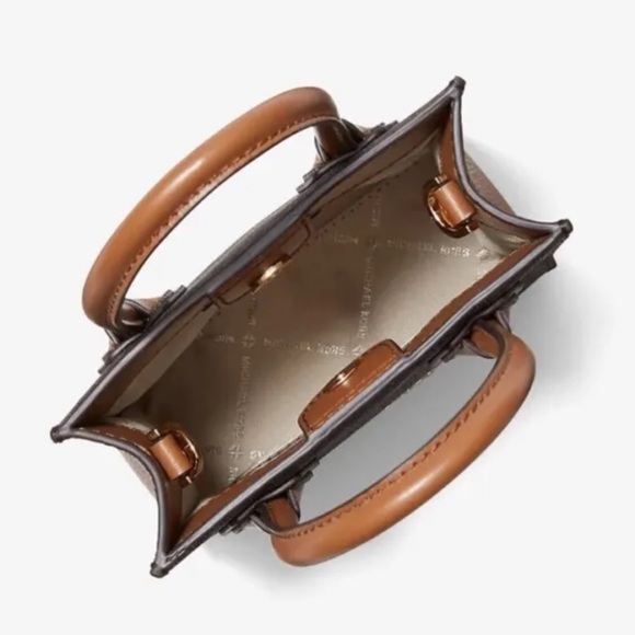 Michael Kors Mercer XS NS Shopper Crossbody Brown MK Signature - Picture 3 of 5